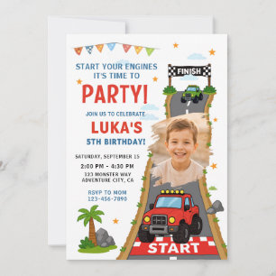 Monster Truck Birthday Party Photo Invitation