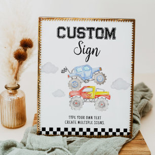 Monster Truck Birthday Party Table Sign