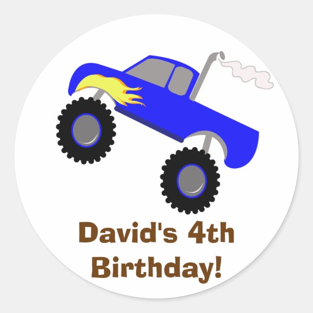 Monster Truck Birthday Personalised Sticker (Front)