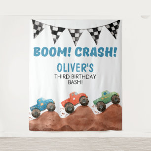 Monster Truck Birthday Photo backdrop Tapestry