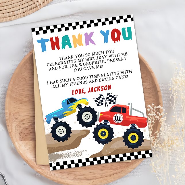 Monster Truck Birthday Thank You Card (Creator Uploaded)