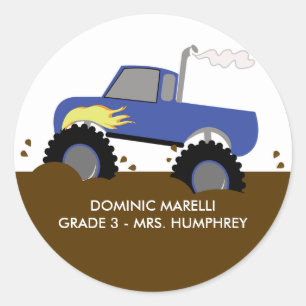 Monster Truck (Blue) Bookplate or Favour Sticker