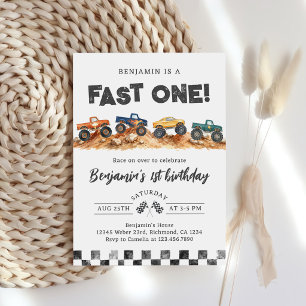 Monster Truck Boy 1st Birthday Invitation
