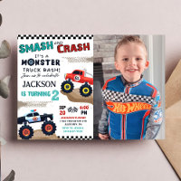 Monster Truck Boy 2nd Birthday Party Photo