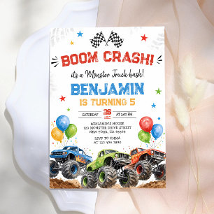 Monster Truck Boy 3rd Birthday Invitation