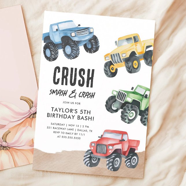 Monster Truck Boy Birthday Bash Invite (Creator Uploaded)