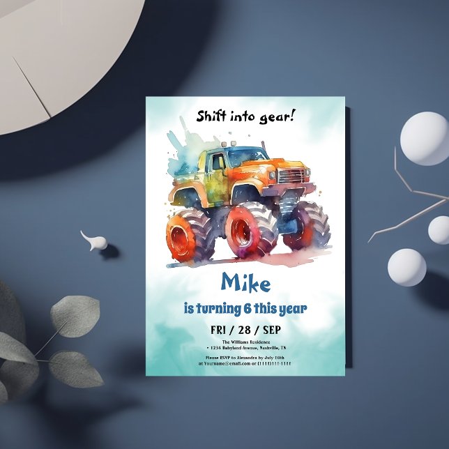 Monster Truck boy Birthday  Invitation (Creator Uploaded)