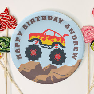 Monster Truck Boy Birthday Party Paper Plate