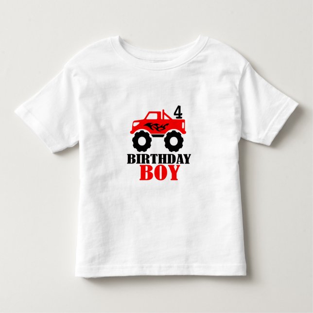 Monster Truck Boys Age Birthday Toddler T-Shirt (Front)