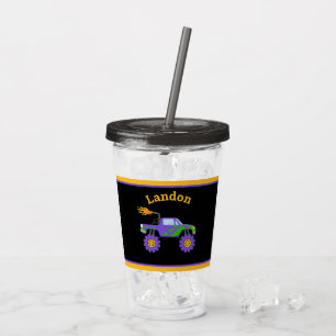 Monster Truck Budget Personalised Name Kids Acrylic Tumbler