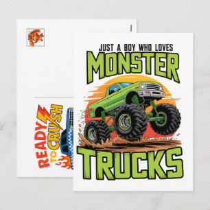 Monster Truck Car for Birthday Boy, Toddlers, 2026 Holiday Postcard