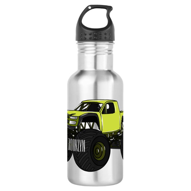 Monster truck cartoon illustration 532 ml water bottle (Front)