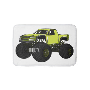 Monster truck cartoon illustration bath mat