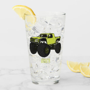 Monster truck cartoon illustration glass