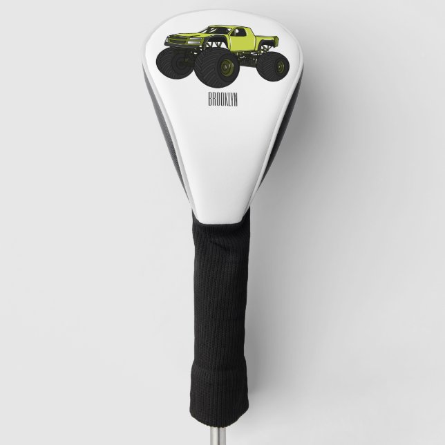 Monster truck cartoon illustration golf head cover (Front)