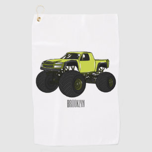 Monster truck cartoon illustration golf towel