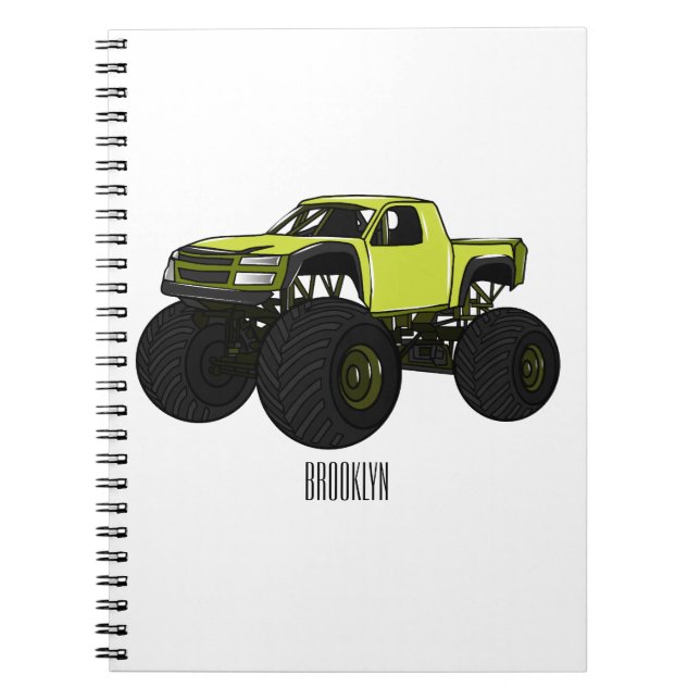 Monster truck cartoon illustration notebook (Front)