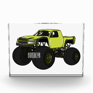 Monster truck cartoon illustration photo block