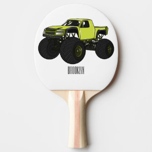 Monster truck cartoon illustration ping pong paddle