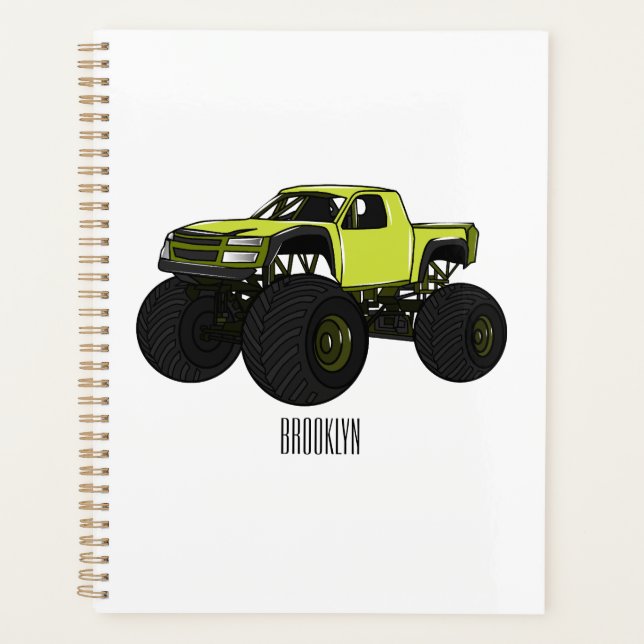 Monster truck cartoon illustration planner (Front)