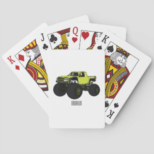 Monster truck cartoon illustration playing cards