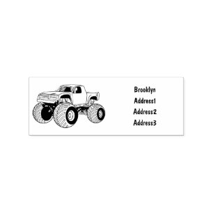 Monster truck cartoon illustration rubber stamp