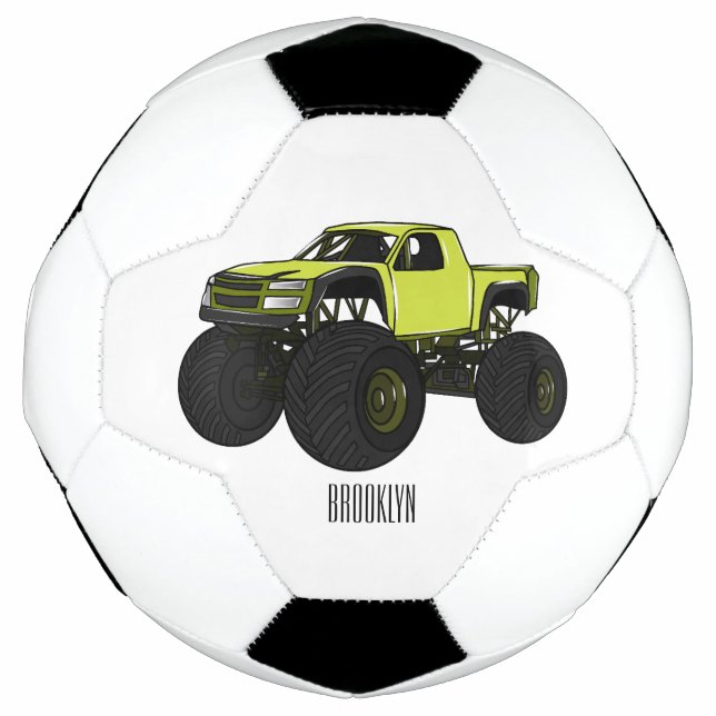 Monster truck cartoon illustration soccer ball (Front)