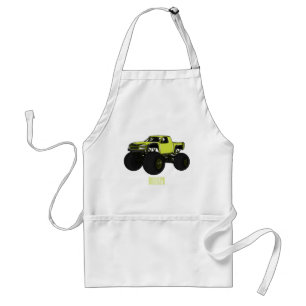 Monster truck cartoon illustration standard apron