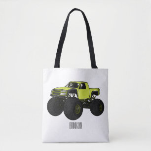 Monster truck cartoon illustration tote bag