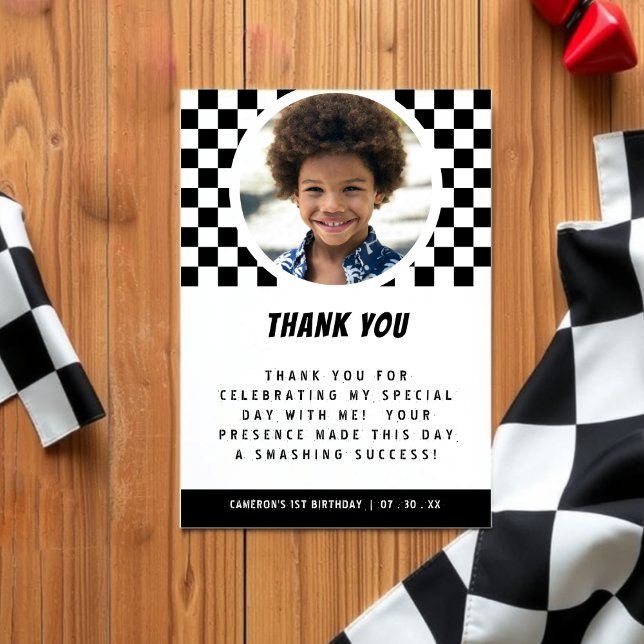 Monster Truck Chequered Photo Thank You Card (Monster Truck Checkered Photo Thank You Card
)