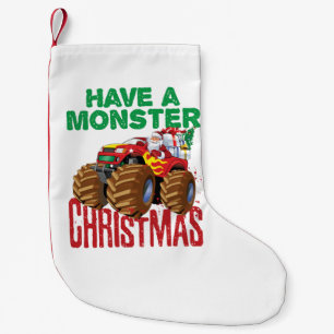 Monster Truck Christmas Santa Claus Boys Toddlers Small Christmas Stocking