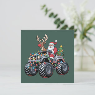 Monster Truck Christmas Santa Holiday Kids Card
