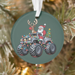 Monster Truck Christmas Santa Holiday Kids Ornament