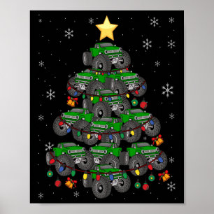 Monster Truck Christmas Tree Xmas Boys Toddler Kid Poster
