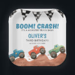 Monster Truck Colorful Cars Birthday Paper Plate<br><div class="desc">These fun birthday party paper plates features colorful monster trucks. Designed by Thisisnotme©</div>