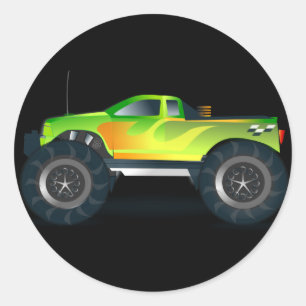 Monster Truck. Cool and colourful modified Pick up Classic Round Sticker