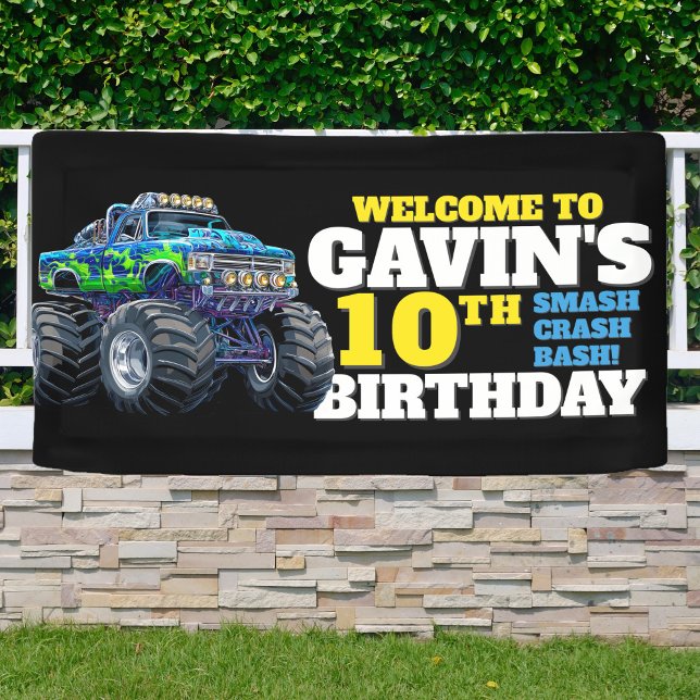 Monster Truck Cool Blue 10th Birthday Custom Vinyl Banner (Creator Uploaded)