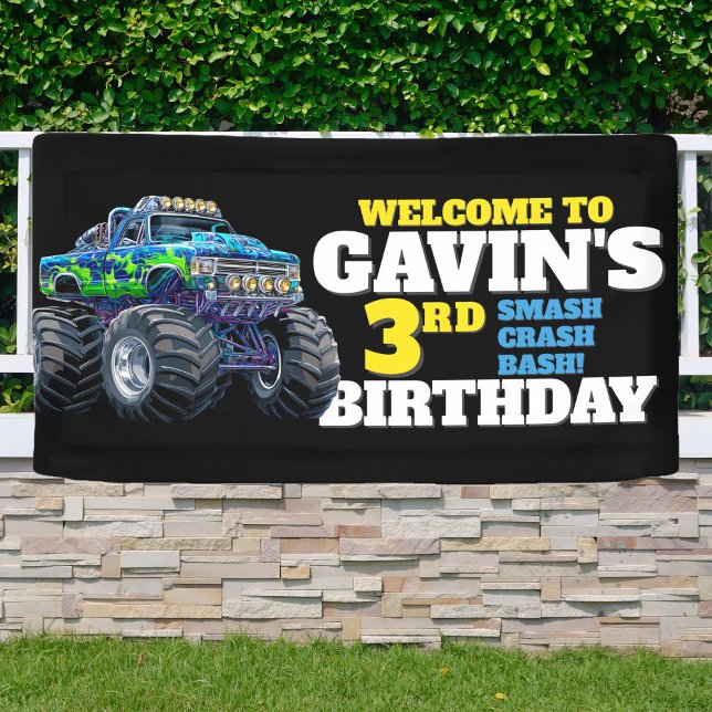 Monster Truck Cool Blue 3rd Birthday Custom Vinyl Banner (Creator Uploaded)