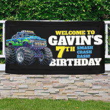 Monster Truck Cool Blue 7th Birthday Custom Vinyl