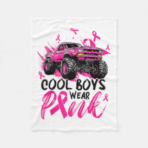 Monster Truck Cool Boys Wear Nk Breast Cancer Awar Fleece Blanket