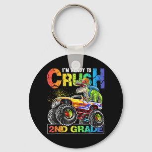 Monster Truck Crush 2nd Grade Dinosaur Boys Back t Key Ring
