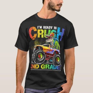 Monster Truck Crush 2nd Grade Dinosaur Boys Back t T-Shirt
