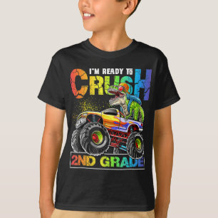 Monster Truck Crush 2nd Grade Dinosaur Boys Back t T-Shirt