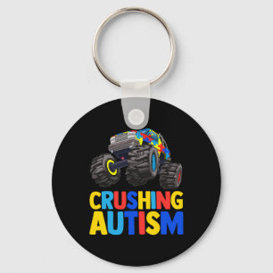 Monster Truck Crushing Austim Autism Awareness Key Ring