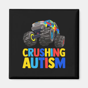 Monster Truck Crushing Austim Autism Awareness  Magnet