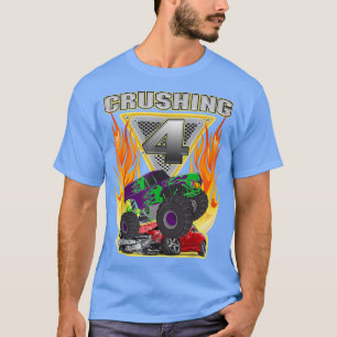 Monster Truck Crushing being 4 four Years Old 4th T-Shirt
