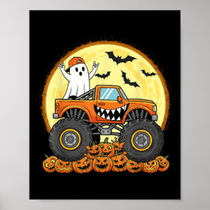 Monster Truck Cute Boo Pumpkin Funny Halloween Kid Poster