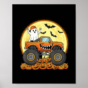 Monster Truck Cute Boo Pumpkin Funny Halloween Kid Poster