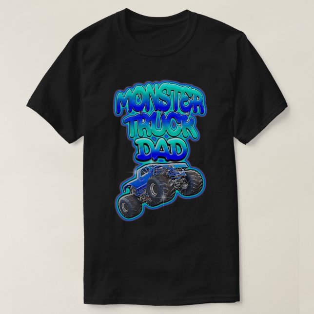 Monster Truck Dad Cool Blue Graffiti Style  T-Shirt (Design Front)