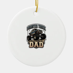 Monster Truck Dad Vintage Vector Shirt Design_1 Ceramic Tree Decoration